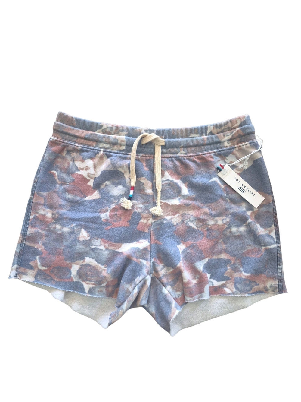 Sol Angeles Watercolor Camo Sweat Shorts M USA Lounge Athleisure Beach Coastal